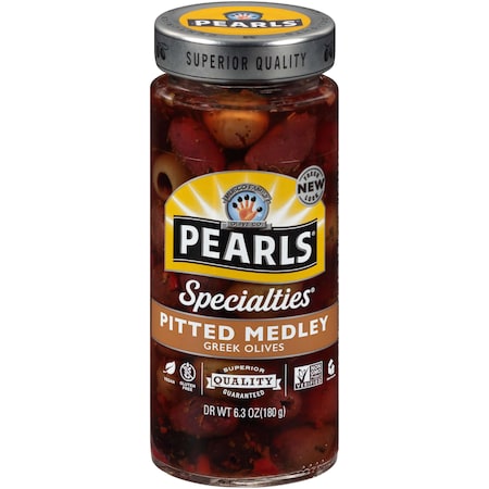 Pearls Pitted Medley Greek Olives 6.3 Oz., PK6